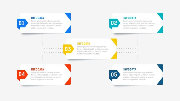 Vector five step infographic design element template for presentation infographic illustration