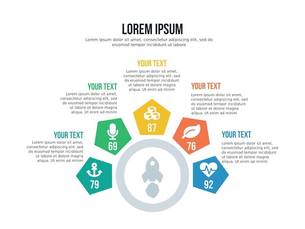 five step pentagonal infographic element and presentation template