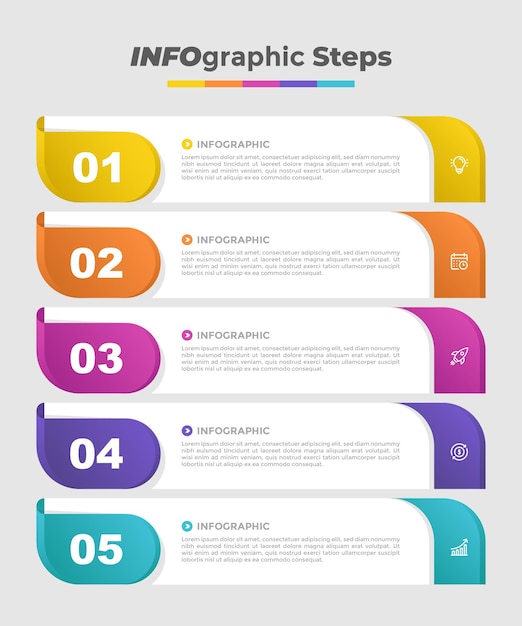 Five Steps Colorful Business Infographic Strategy