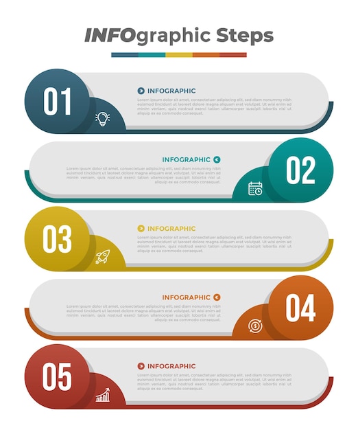 Five Steps Colorful Business Infographic Strategy