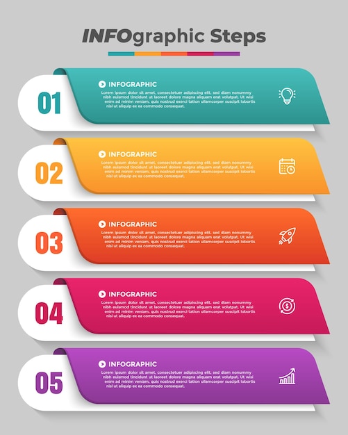 Five Steps Colorful Business Infographic Template