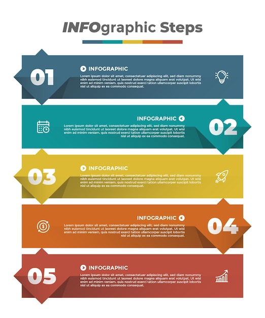 Vector five steps colour business strategic infographic template