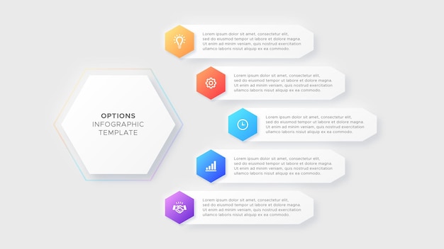 Five  Steps Options Business Infographic Modern Design Template