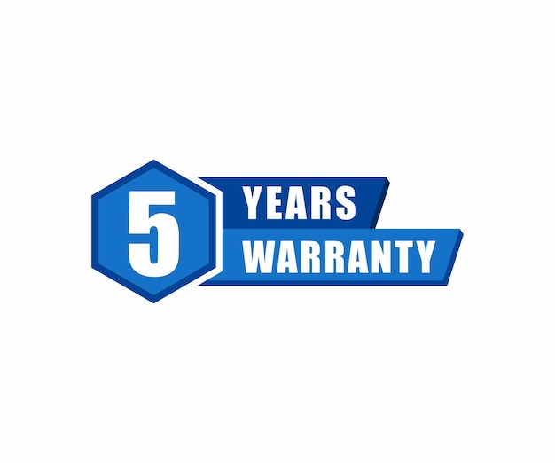 Vector five year warranty stamp on white background sign label sticker