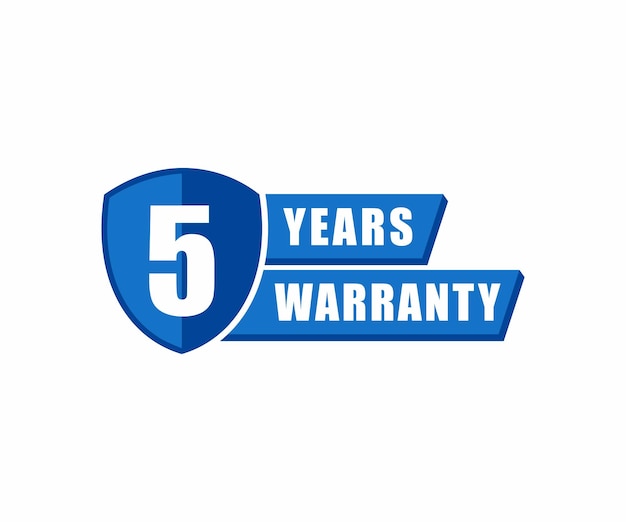 Vector five year warranty stamp on white background sign label sticker