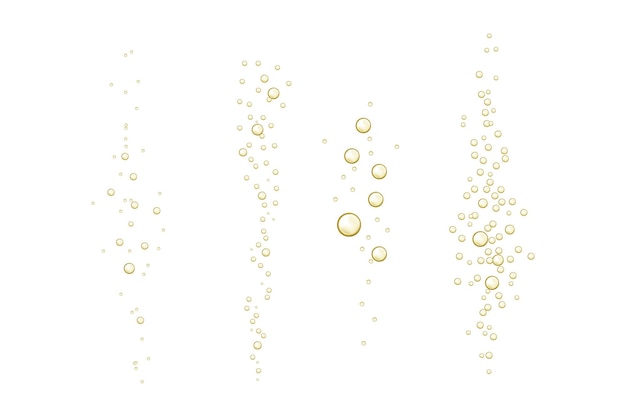 Fizzy sparkles in realistic effervescent champagne drink, soda effect, clean oxygen, beer, or gas.