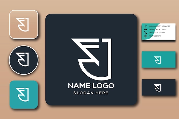 FJ monogram logo template