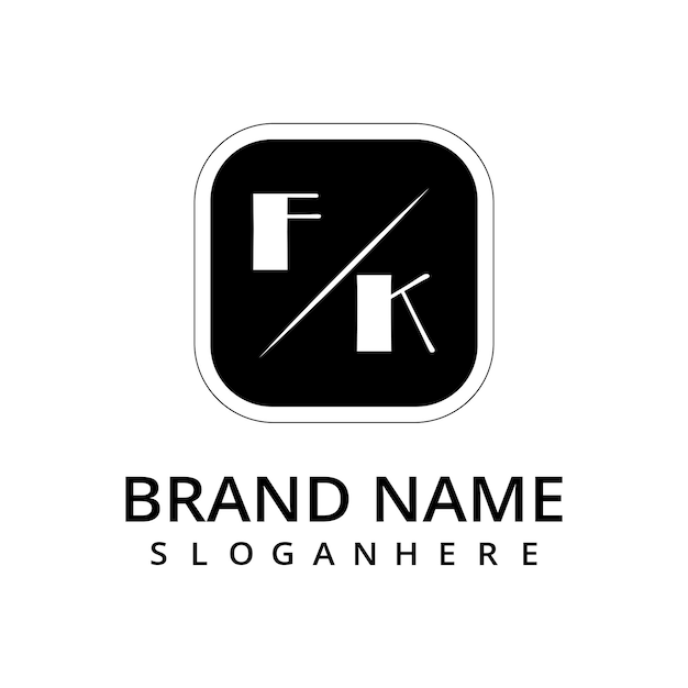 Vector fk initial monogram logo with rectangal style dsign