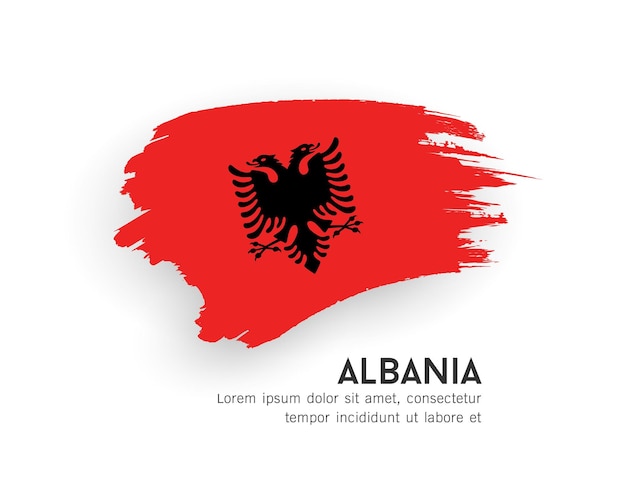 Flag of Albania brush stroke design isolated on white background EPS10 vector illustration