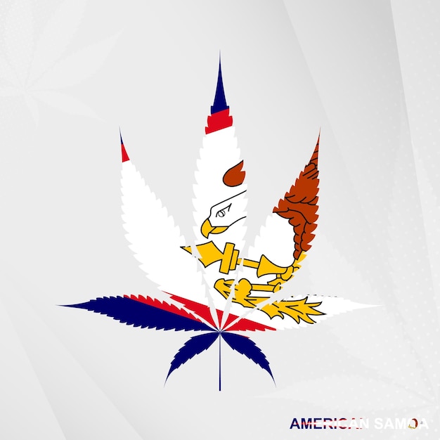 Flag of American Samoa in Marijuana leaf shape The concept of legalization Cannabis in American Samoa