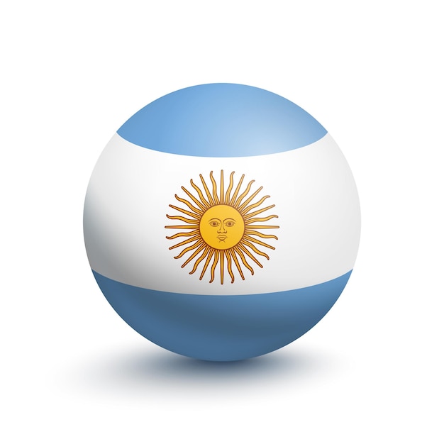 Flag of Argentina in the form of a ball isolated on a white background. Vector illustration