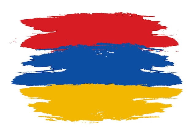 Flag of Armenia Grunge Brush strokes On a white background