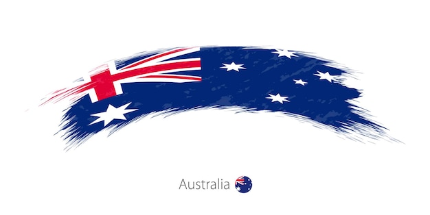 Flag of Australia in rounded grunge brush stroke. Vector illustration.