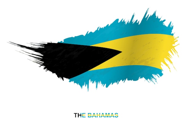 Flag of The Bahamas in grunge style with waving effect, vector grunge brush stroke flag.