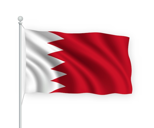 flag Bahrain on flagpole Isolated on white