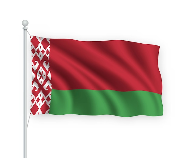 Vector flag belarus on flagpole isolated on white