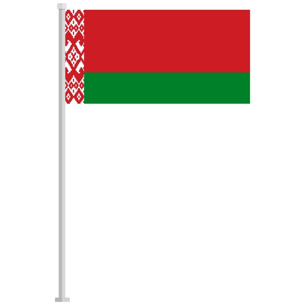 Vector flag of belarus with silver pole flat icon isolated on white background