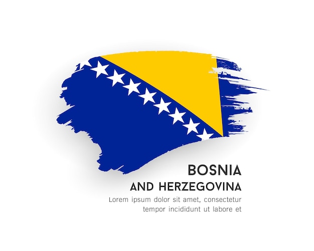 Flag of Bosnia and Herzegovina, brush stroke design isolated on white background, EPS10 vector