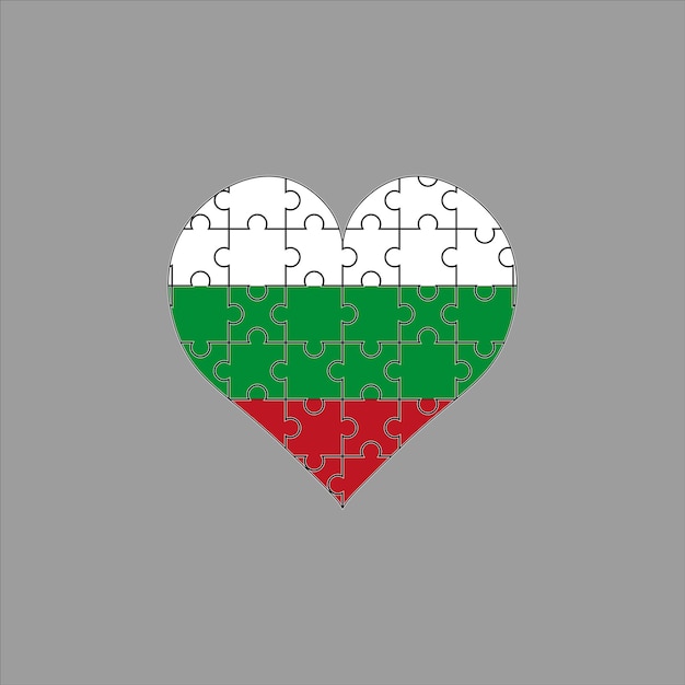 Flag of Bulgaria in the form of heart puzzle on gray background