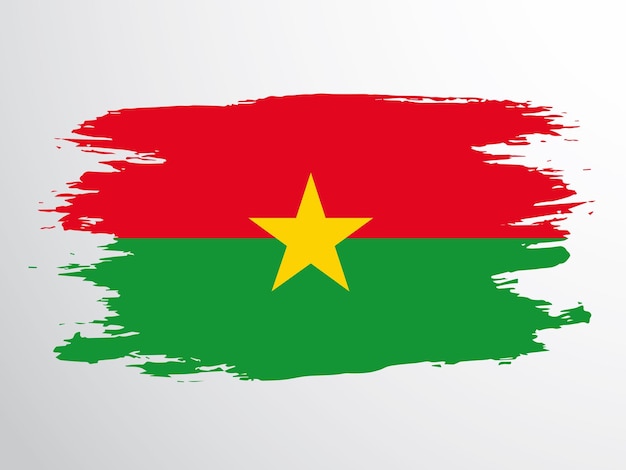 Flag of Burkina Faso hand drawn by brush