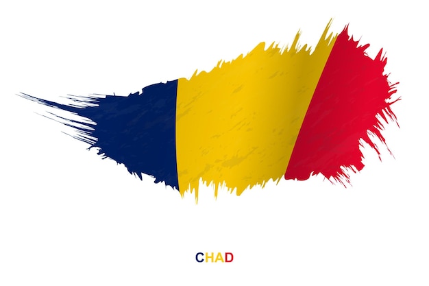 Flag of Chad in grunge style with waving effect, vector grunge brush stroke flag.