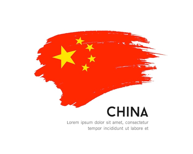 Flag of china vector brush stroke design isolated on white background illustration