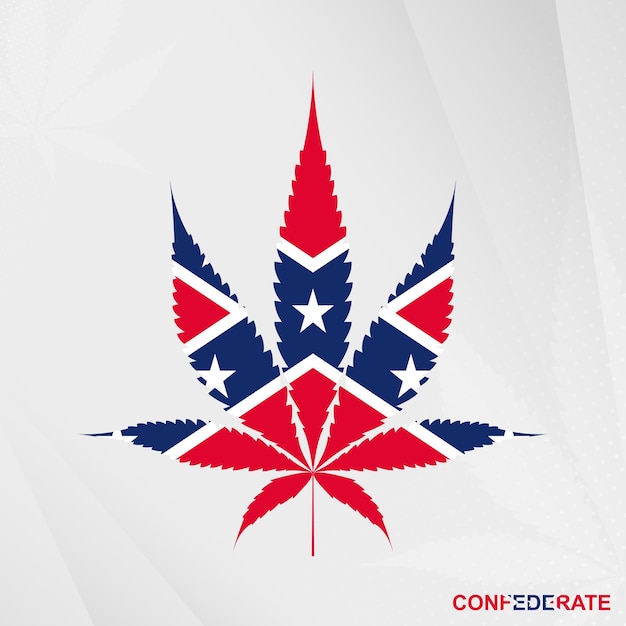 Flag of Confederate in Marijuana leaf shape The concept of legalization Cannabis in Confederate