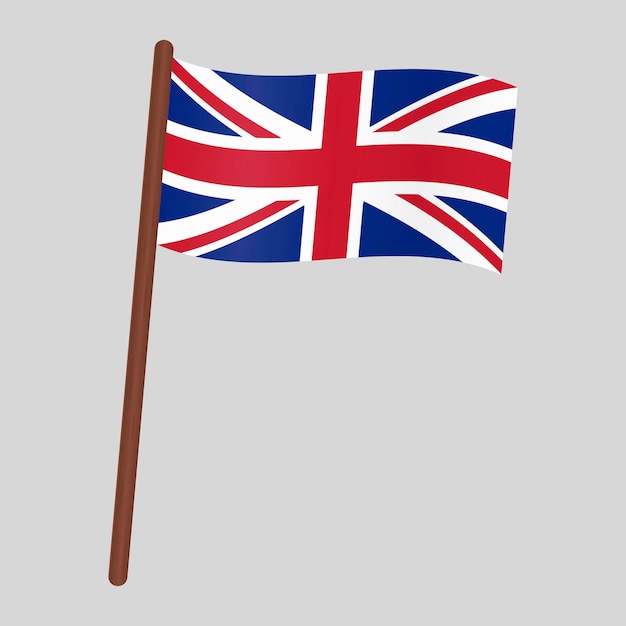 Flag of the country of Great Britain. Flag on the flagpole. Vector illustration