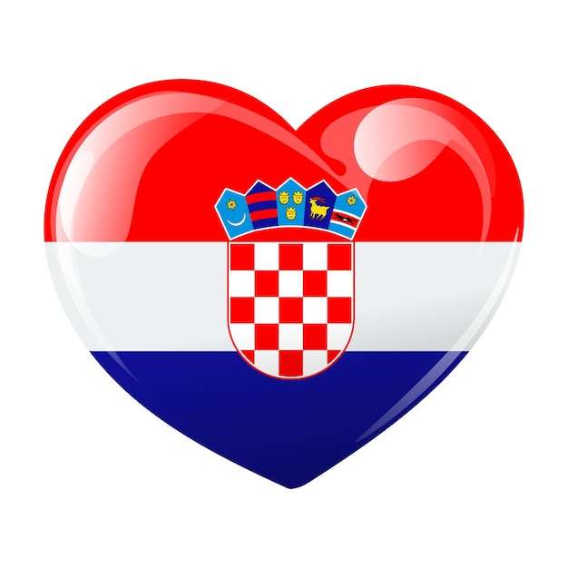 Flag of Croatia in the shape of a heart Heart with flag of Croatia 3d illustration vector