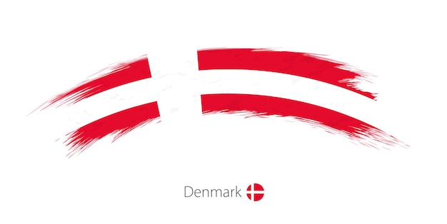 Flag of Denmark in rounded grunge brush stroke. Vector illustration.