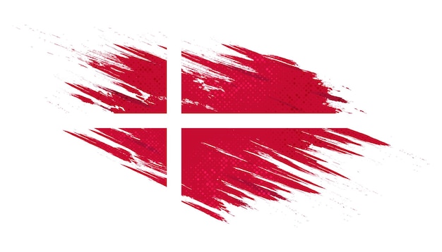 Flag of Denmark with Brush Style and Halftone Effect Danish Flag Background with Grunge Concept