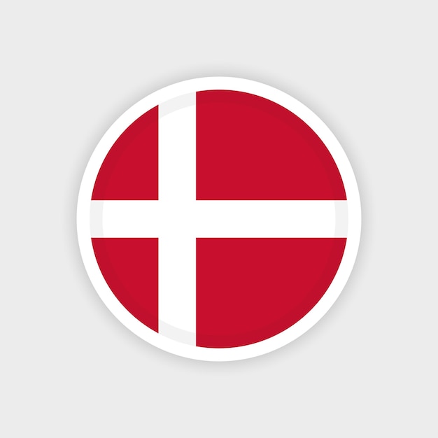 Flag of Denmark with circle frame and white background