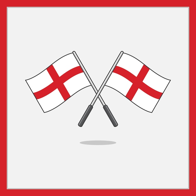 Flag of England Cartoon Vector Illustration England Flag Flat Icon Outline