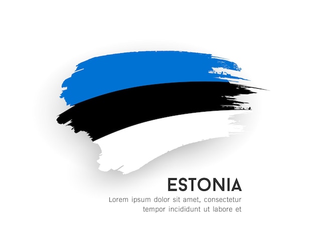 Flag of Estonia, brush stroke design isolated on white background, EPS10 vector illustration