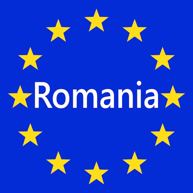 Flag of European Union with Romania EU Flag Vector illustration