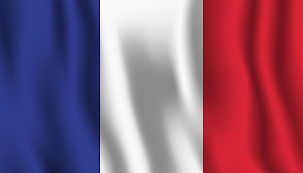 Vector a flag of france is waving in the wind