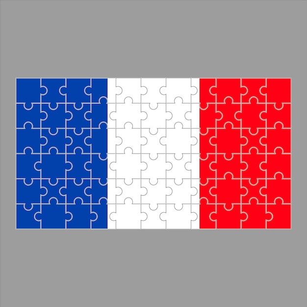 Flag of France puzzle on gray background Vector illustration