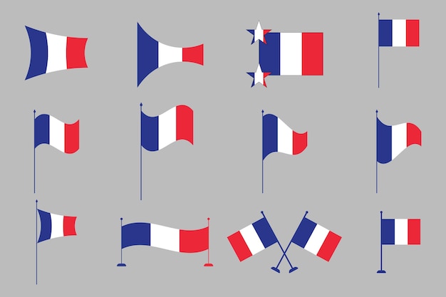 Flag of France Set original and simple France flag Bundle vector illustration of France flag