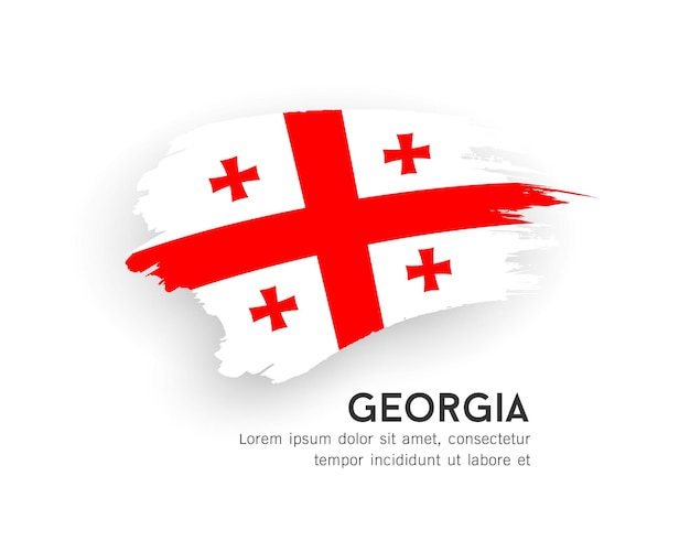 Flag of Georgia, brush stroke design isolated on white background, EPS10 vector illustration