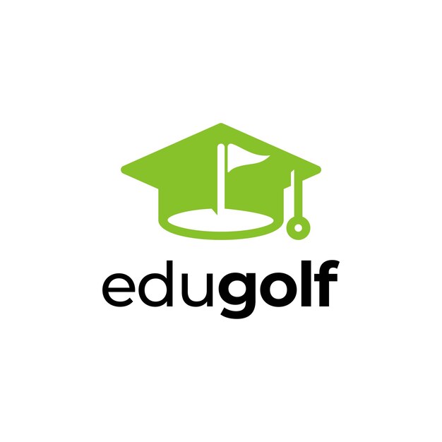 flag and graduate logo design creative education golf sport icon vector