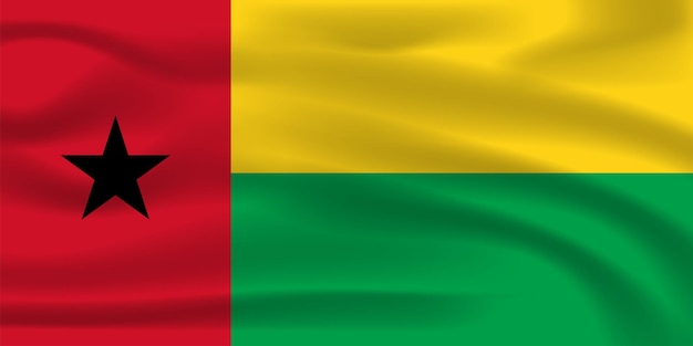 Flag of Guinea-bissau. Guinea flying flag. 3D illustration. Country flags. Guinea wavy flag.