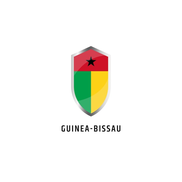 Flag of Guinea Bissau with shield shape icon flat vector illustration