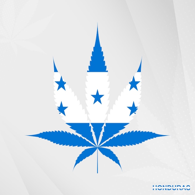 Flag of Honduras in Marijuana leaf shape. The concept of legalization Cannabis in Honduras.