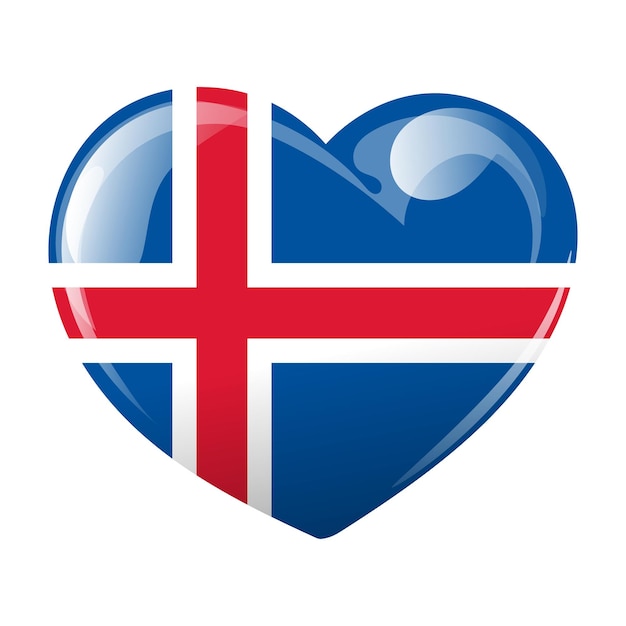 Flag of Iceland in the shape of a heart Heart with flag of Iceland 3d illustration vector