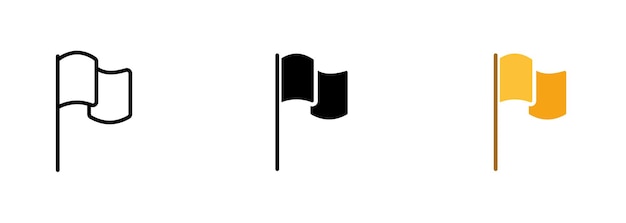 A flag icon on a pole The flag has a rectangular shape and two color options red and blue Vector set of icons in line black and colorful styles isolated