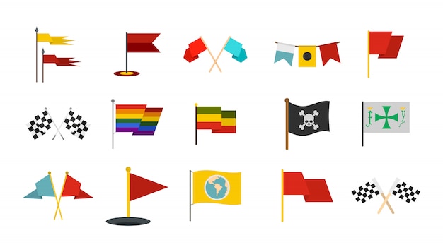 Flag icon set. Flat set of flag vector icons collection isolated