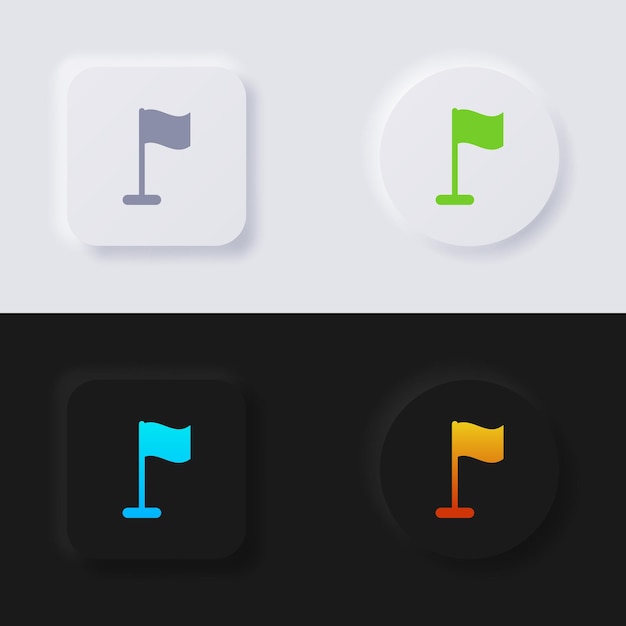 Flag icon set, Multicolor neumorphism button soft UI Design.