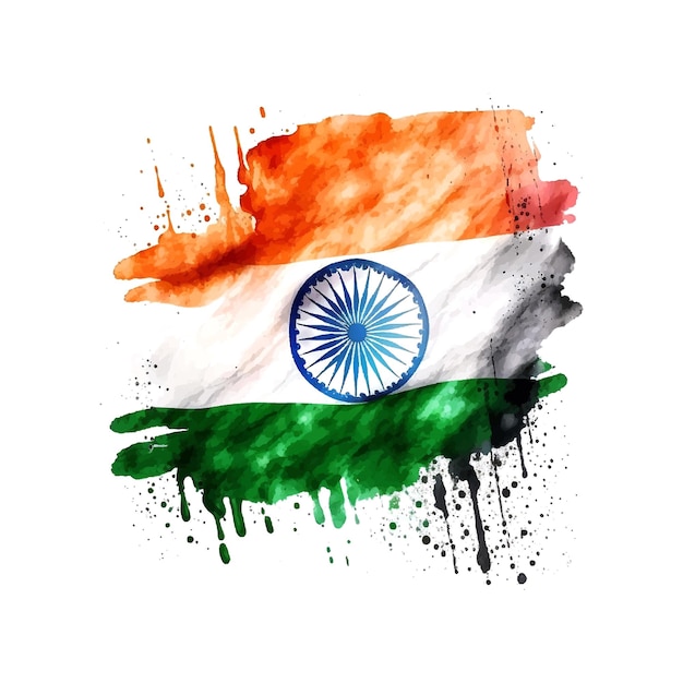 Vector flag india watercolor country flag national symbol vector drawing happy independence day india