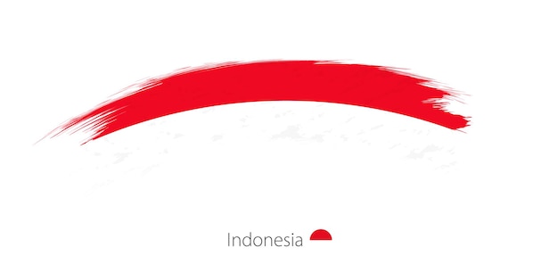 Flag of Indonesia in rounded grunge brush stroke. Vector illustration.