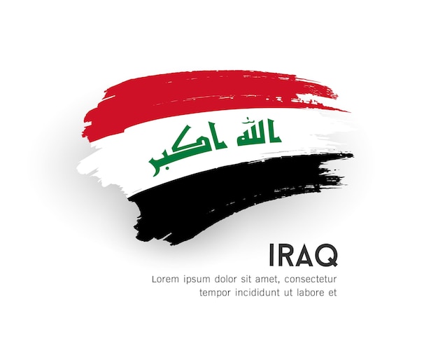 Flag of iraq vector brush stroke design isolated on white background illustration